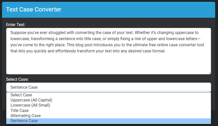 text case converter tool select case text case converter tool select case